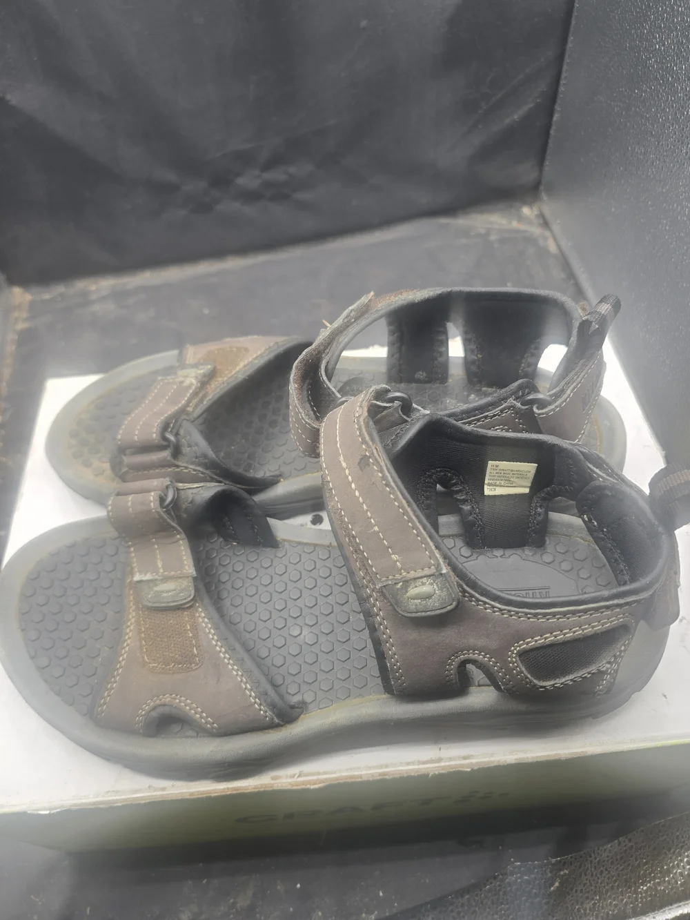 Khombu Brown and Black Men's Adjustable Strap Sandals